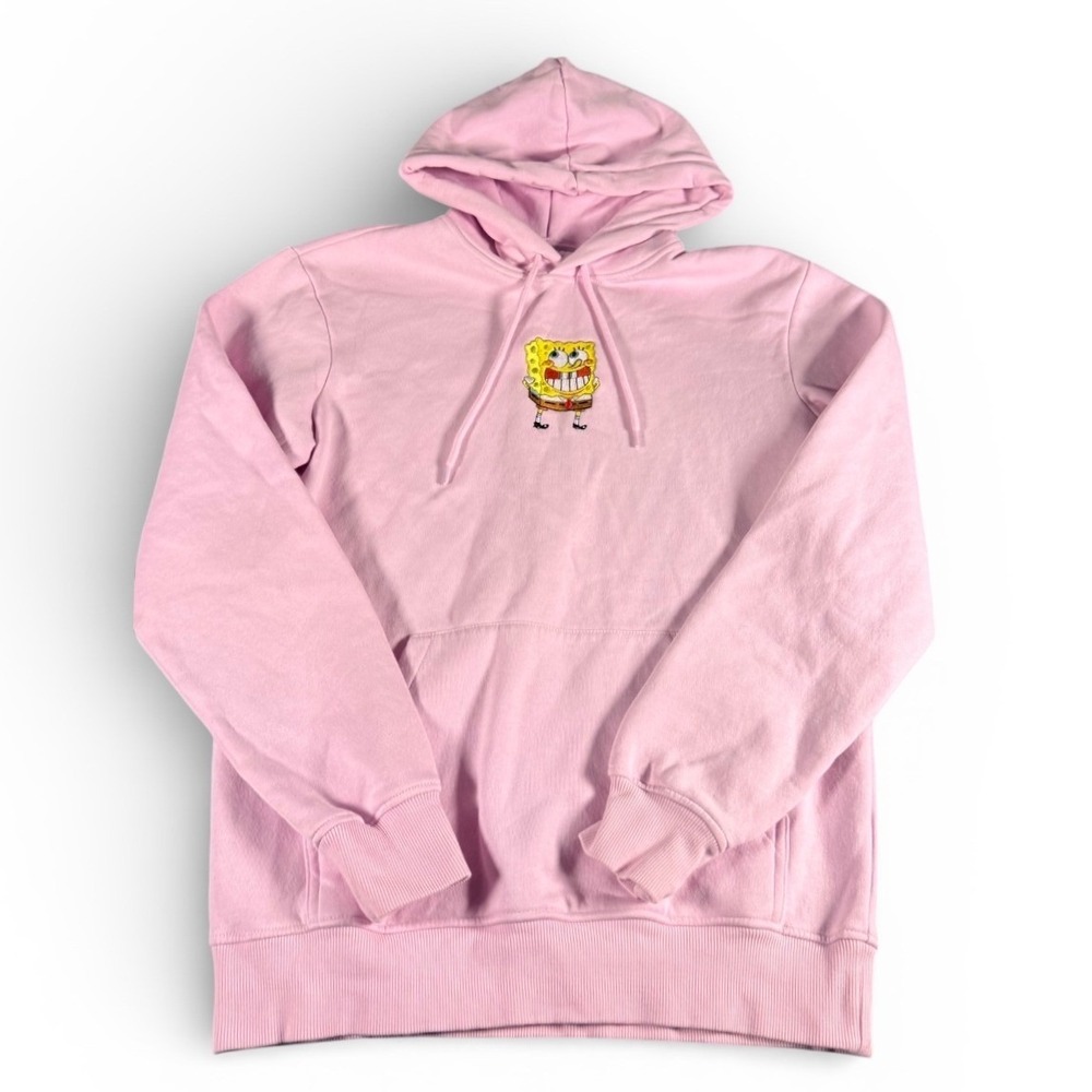 H&M Divided Spongebob Squarepants Embroidered Pink Hoodie‎ Sweatshirt Womens XS